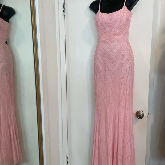open lace back dress The Emma Dress in Light Pink Windsor Brocade 4 / Light Pink Windsor Brocade main image 1